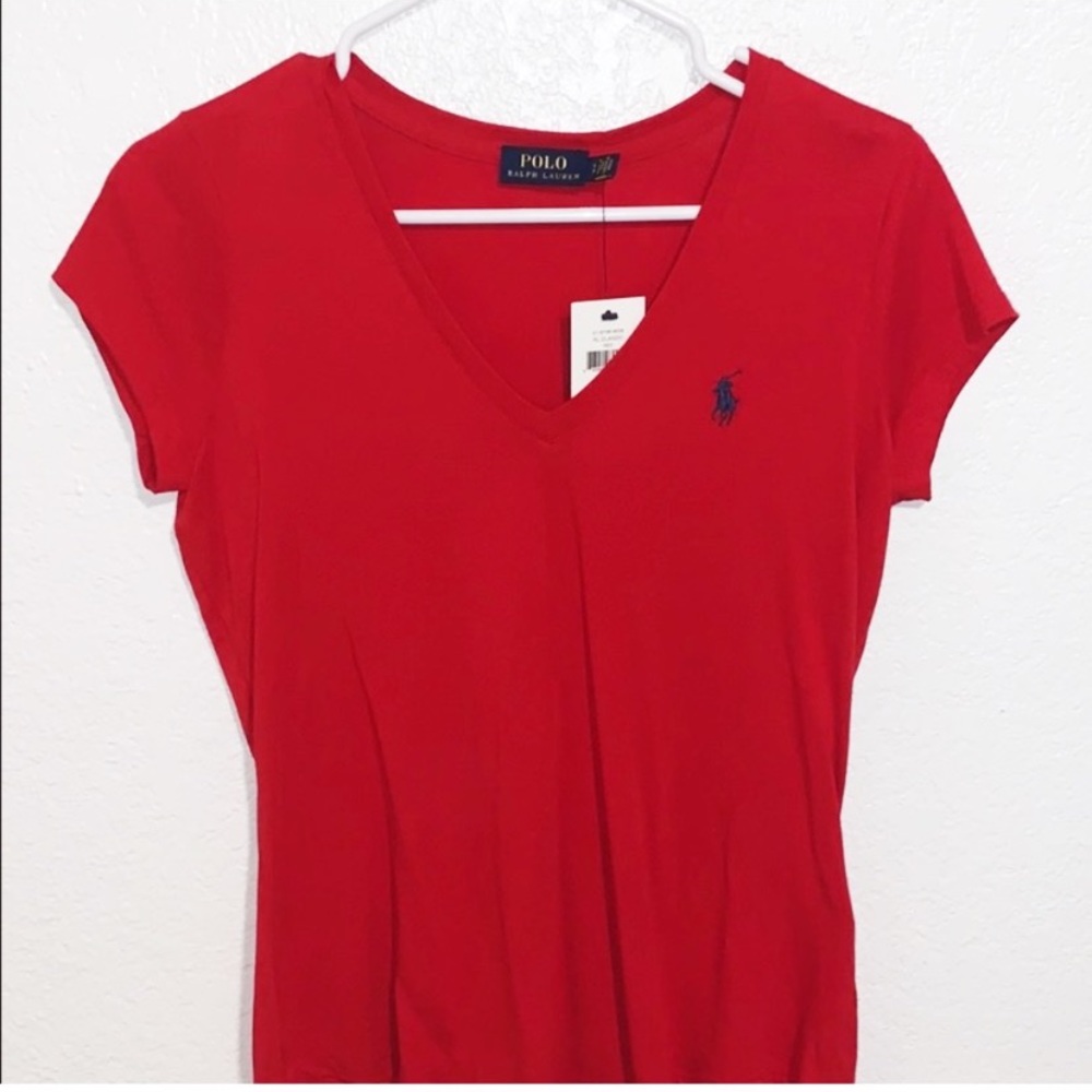 RALPH LAUREN Red V-Neck Shirt